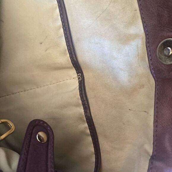 Cole Haan Genevieve Woven Leather Hobo Bag Brown Brass Hardware Shoulder Purse - Picture 9 of 9